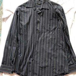 Casual Button Down Shirt black with cream lines M